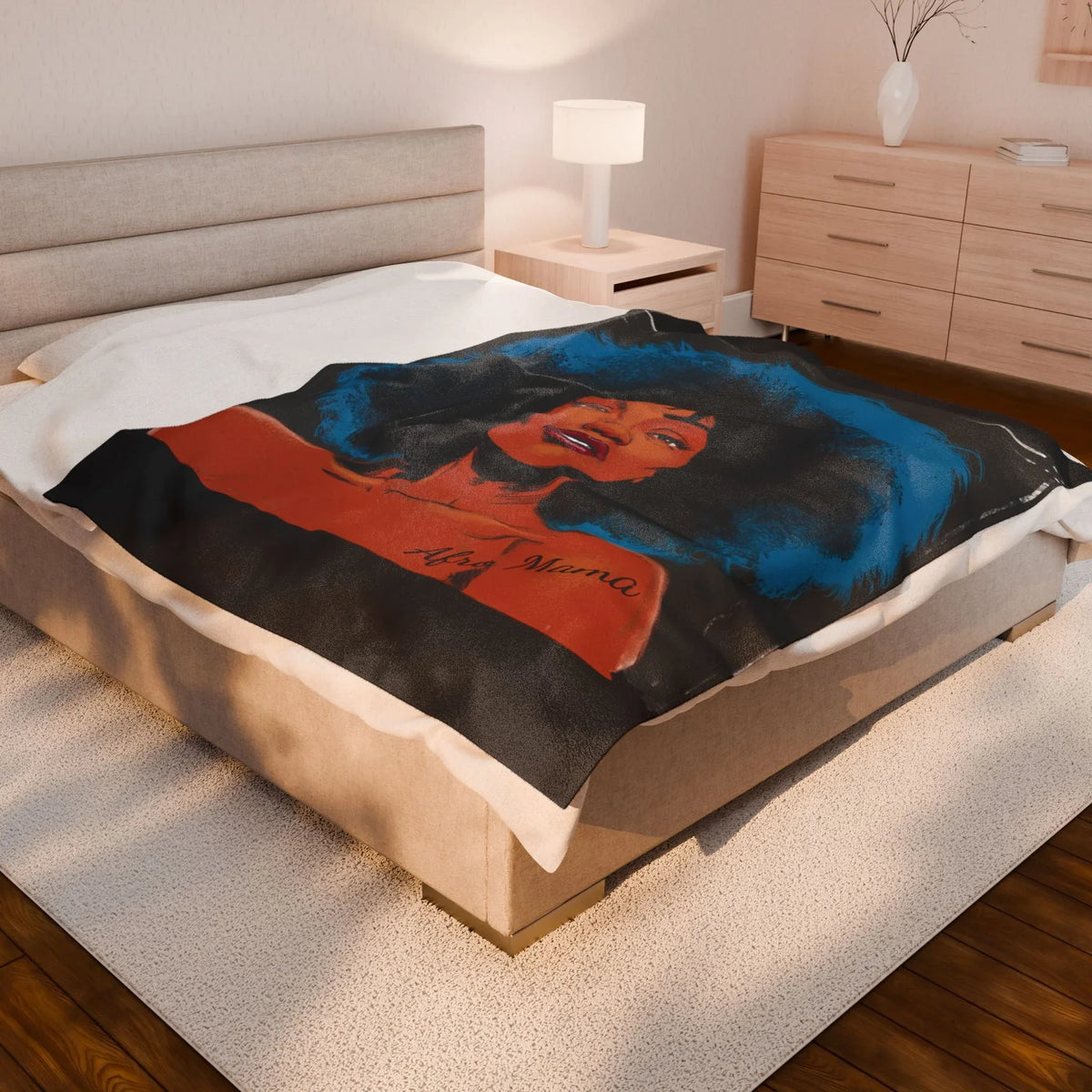 Afro Mama Velveteen Plush Blanket - underthestarsbabe