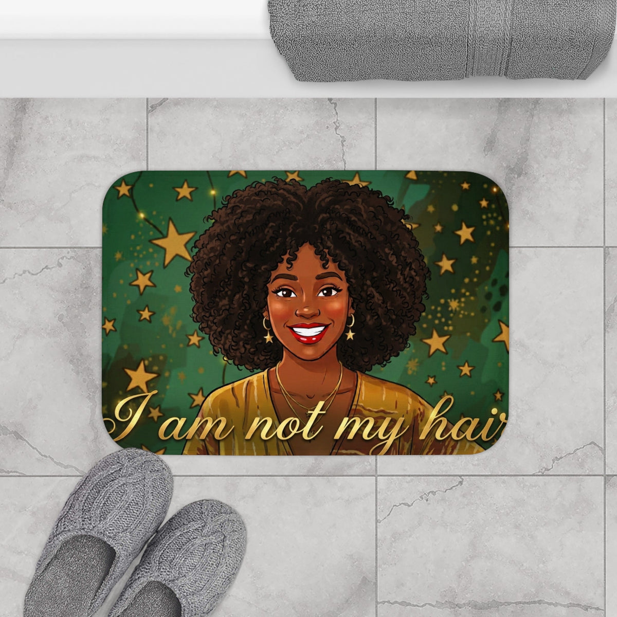 Bath Mat — "I Am Not My Hair" Afro Pride Bathroom Rug - underthestarsbabe