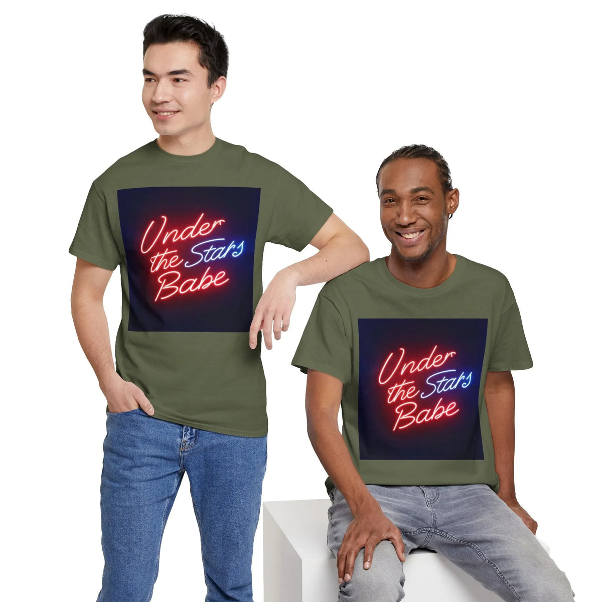 Neon Under the Stars Babe Heavy Cotton Tee - Bold & Trendy - underthestarsbabe