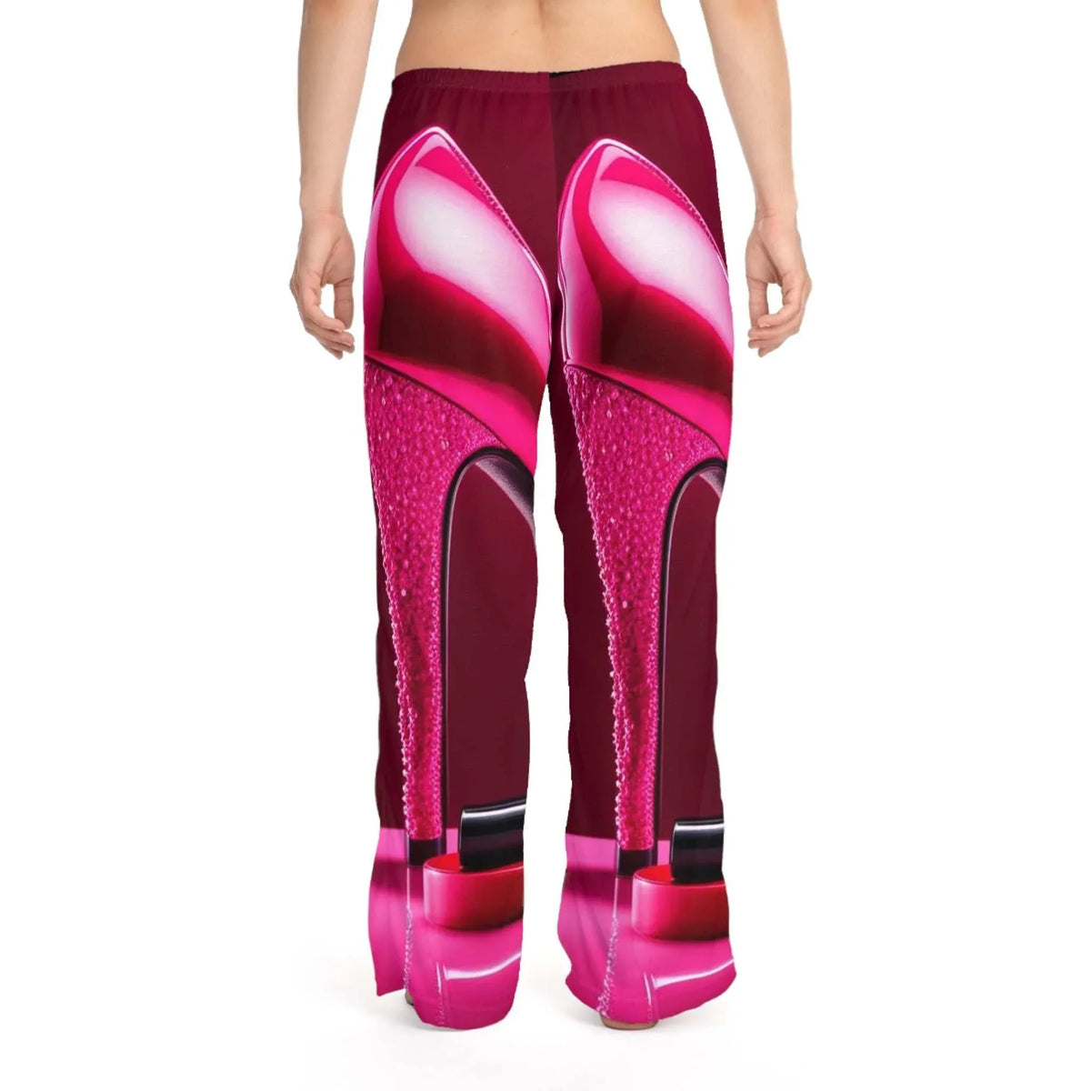 Pink Lipstick n Heels Women's Pajama Pants (AOP) - underthestarsbabe
