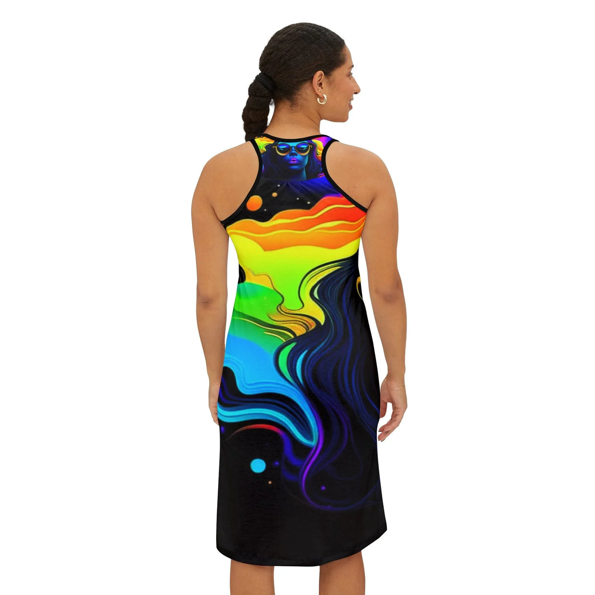 Space Vibrant Women's Racerback Dress - Bohemian Summer & Festival Casual Beachwear - underthestarsbabe