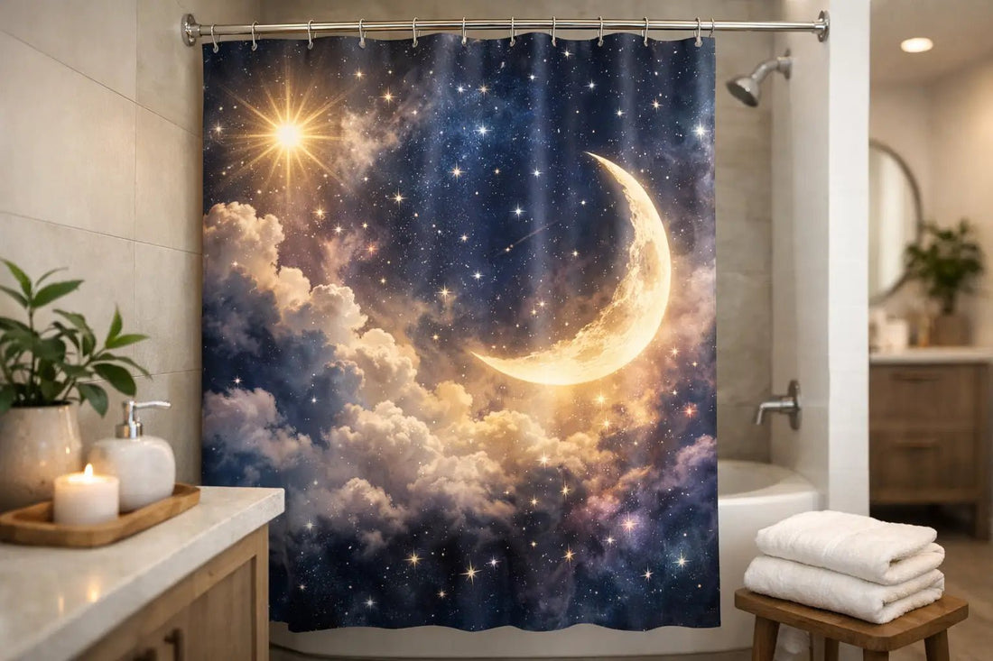 Celestial Shower Curtain Ideas That Shift the Vibe - underthestarsbabe