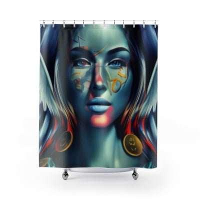Wealth Angel Shower Curtains - Under The Stars Babe - underthestarsbabe