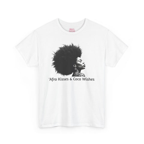 Afro Kisses & Cocoa Wishes Tee | Unisex Heavy Cotton T-Shirt for Black History Month, Celebrations, Diversity, Gift for Her