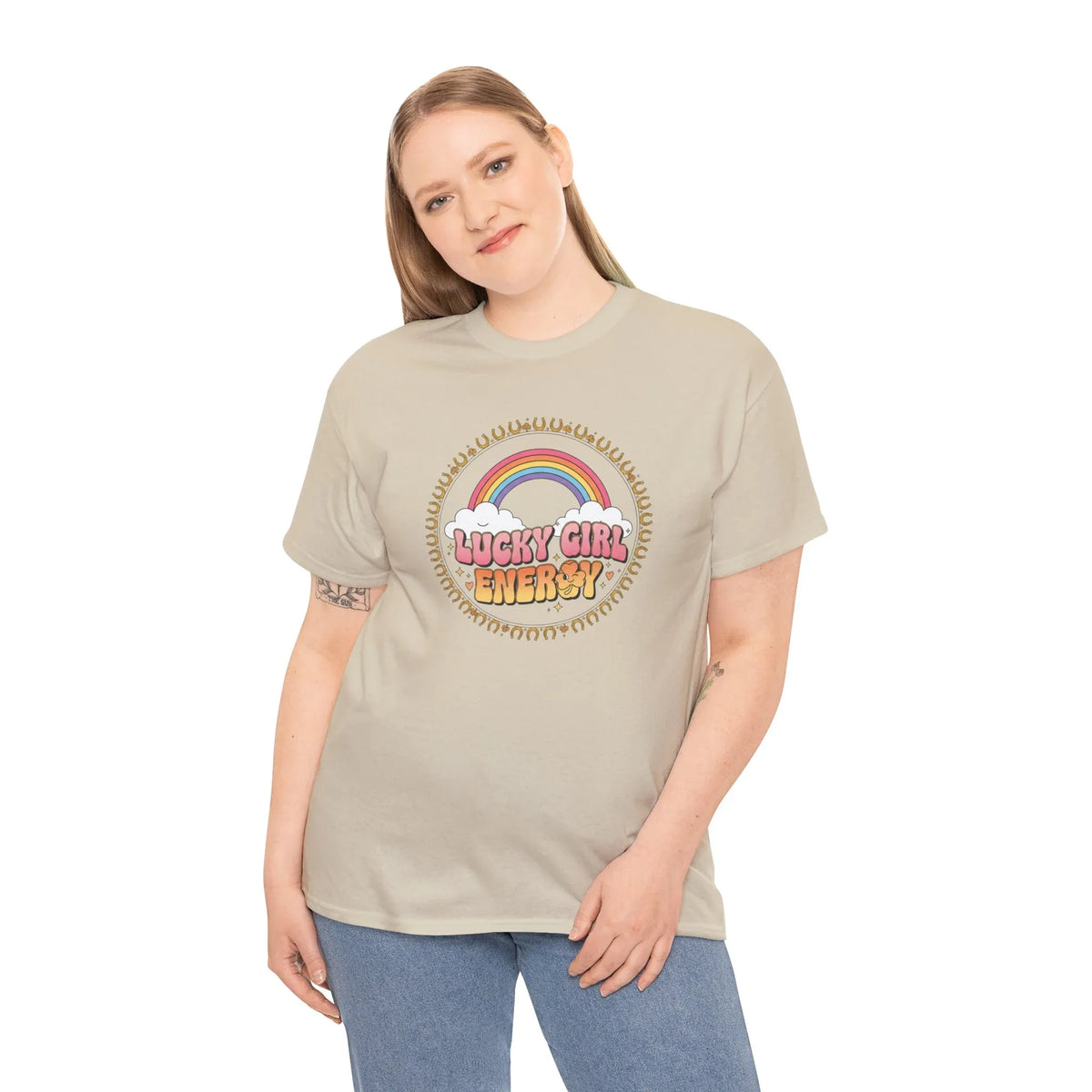 Lucky Girl Energy Retro Rainbow T-Shirt - underthestarsbabe