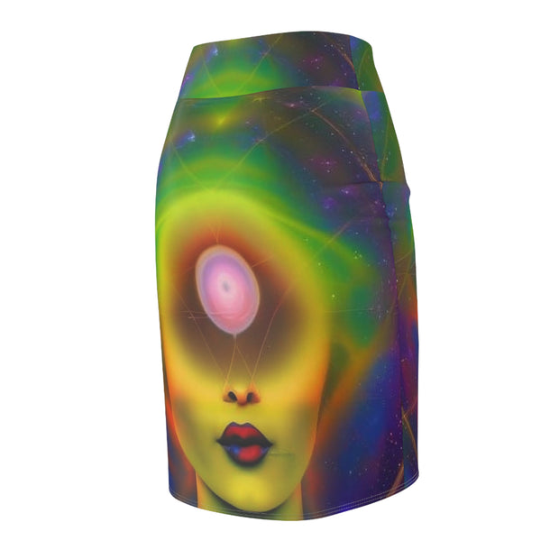 Space Vibrant Women's Pencil Skirt, Psychedelic Fashion Skirt, Statement Skirt, Unique Pencil Skirt, Gift for Her, Party Wear