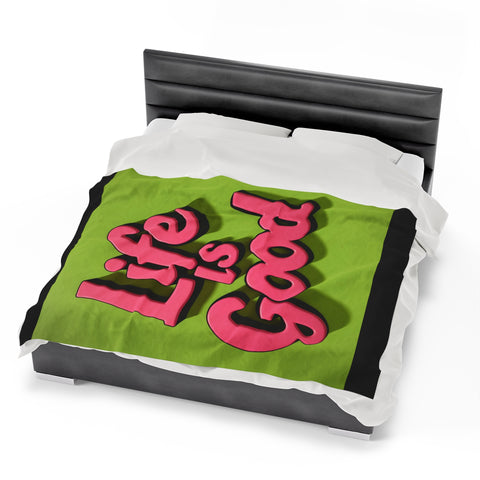 Life is Good Velveteen Plush Blanket - Warm & Inspiring - Under the Stars Babe
