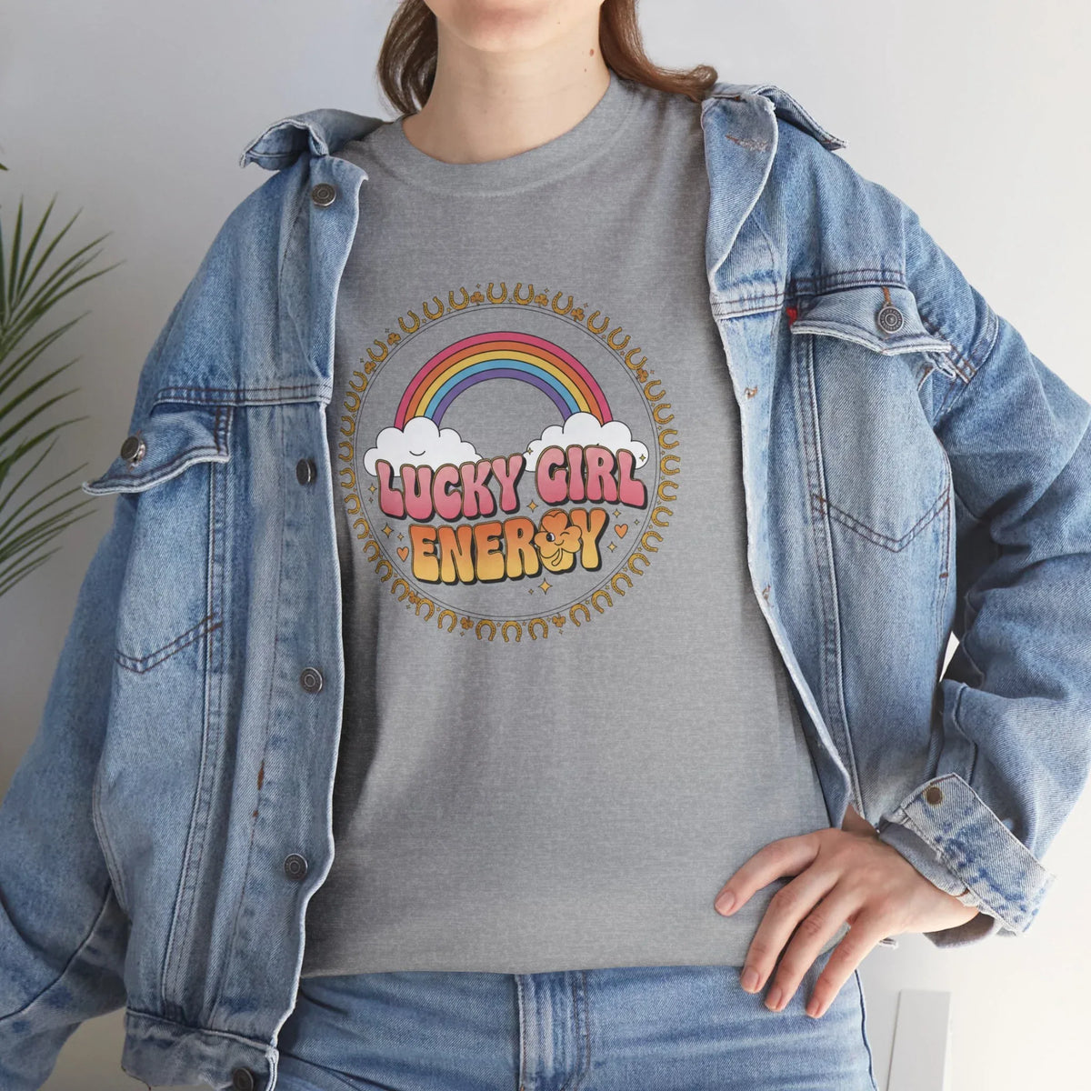 Lucky Girl Energy Retro Rainbow T-Shirt - underthestarsbabe