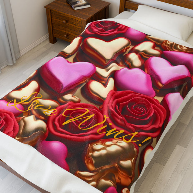 Love Wins! Velveteen Plush Blanket