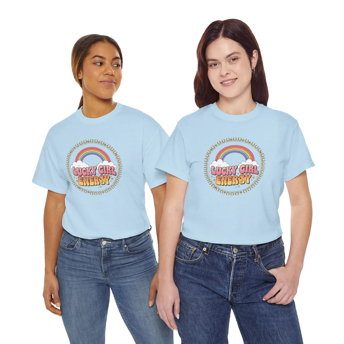Lucky Girl Energy Retro Rainbow T-Shirt - underthestarsbabe