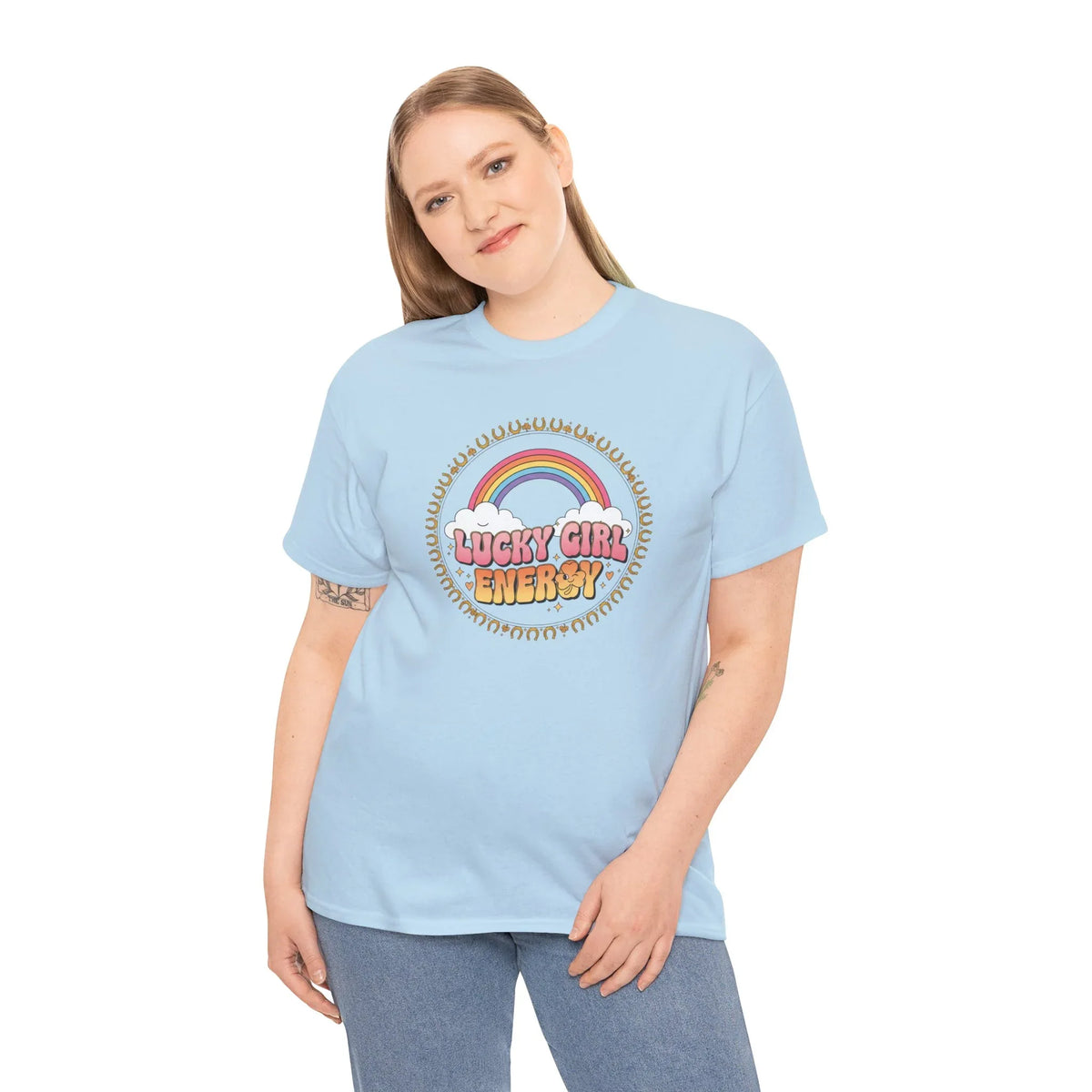 Lucky Girl Energy Retro Rainbow T-Shirt - underthestarsbabe