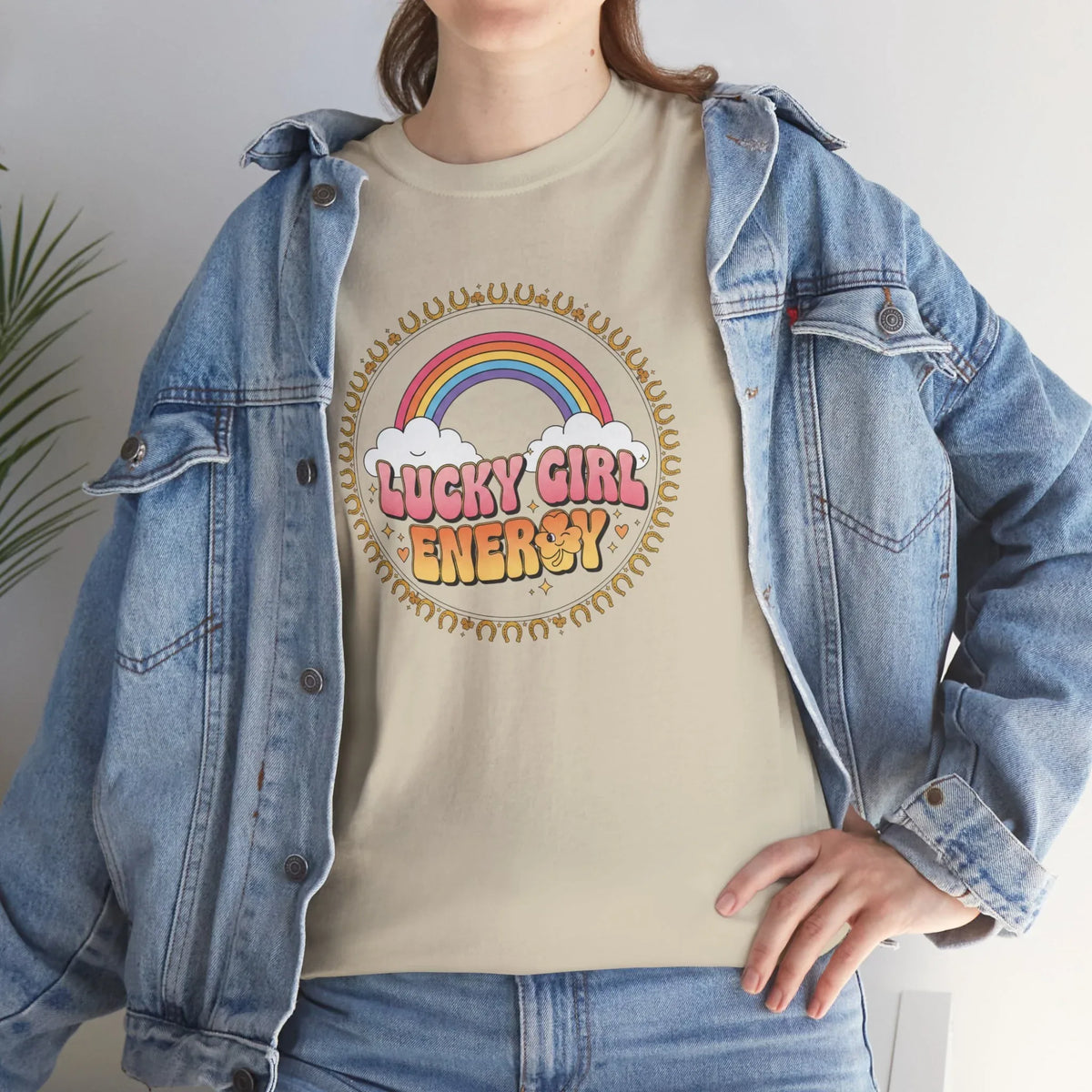 Lucky Girl Energy Retro Rainbow T-Shirt - underthestarsbabe