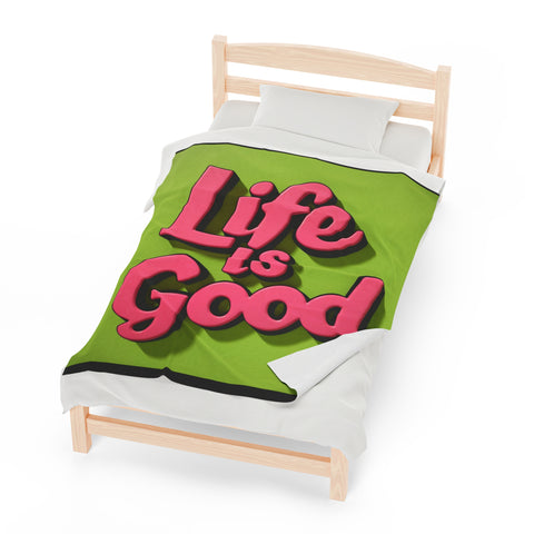 Life is Good Velveteen Plush Blanket - Warm & Inspiring - Under the Stars Babe