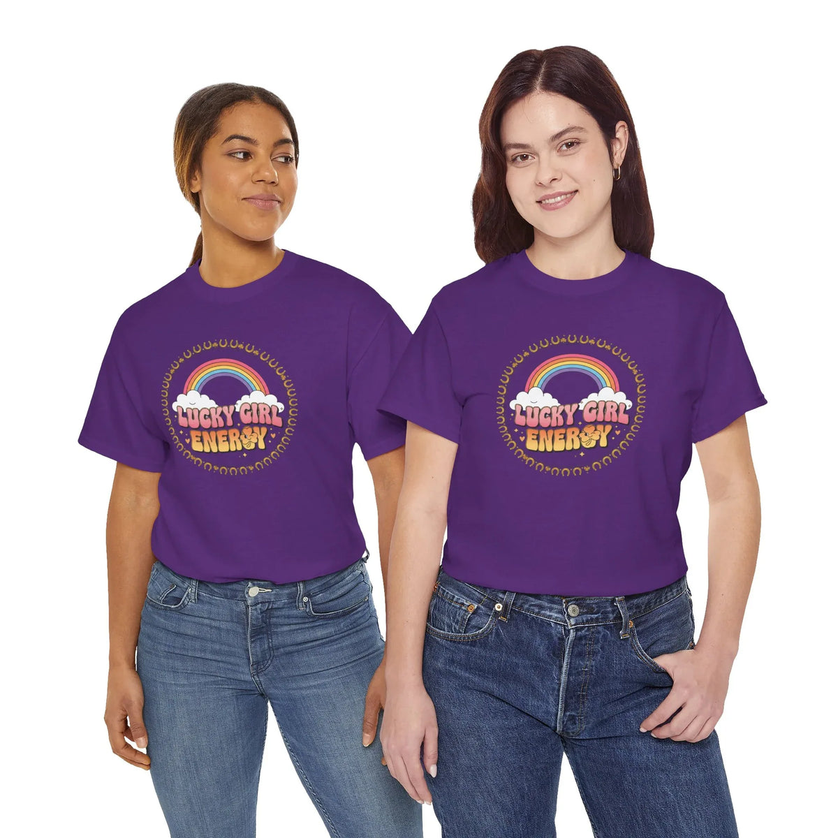 Lucky Girl Energy Retro Rainbow T-Shirt - underthestarsbabe