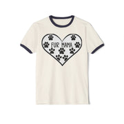 Fur Mama Ringer T-Shirt - Perfect Gift for Pet Lovers, Animal Lover Apparel, Fun Dog Mom Shirt, Cute Pet Lover Gift, Heart Design Tee