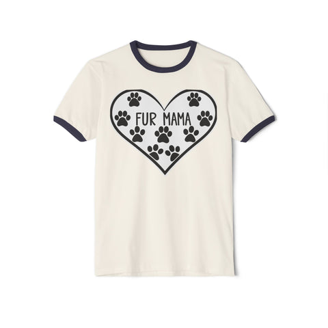 Fur Mama Ringer T-Shirt - Perfect Gift for Pet Lovers, Animal Lover Apparel, Fun Dog Mom Shirt, Cute Pet Lover Gift, Heart Design Tee