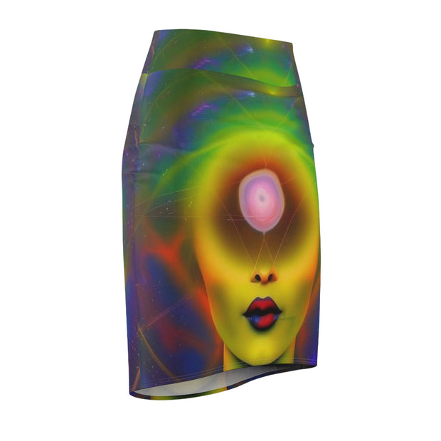Space Vibrant Women's Pencil Skirt, Psychedelic Fashion Skirt, Statement Skirt, Unique Pencil Skirt, Gift for Her, Party Wear