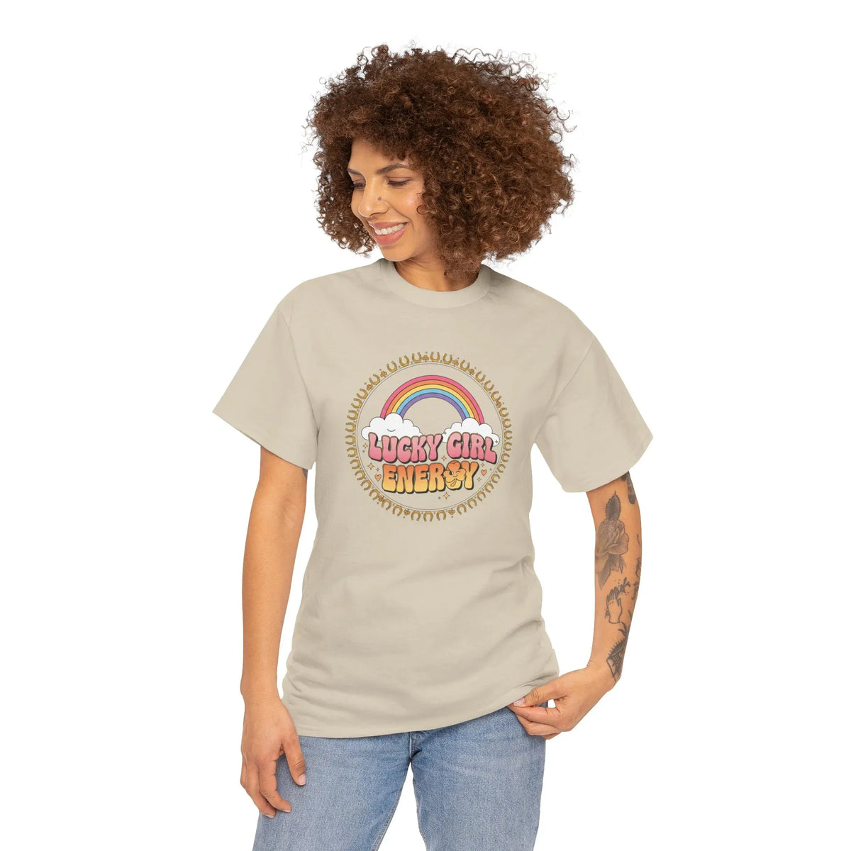 Lucky Girl Energy Retro Rainbow T-Shirt - underthestarsbabe