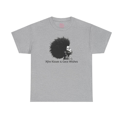 Afro Kisses & Cocoa Wishes Tee | Unisex Heavy Cotton T-Shirt for Black History Month, Celebrations, Diversity, Gift for Her