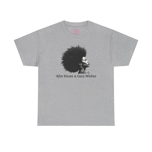 Afro Kisses & Cocoa Wishes Tee | Unisex Heavy Cotton T-Shirt for Black History Month, Celebrations, Diversity, Gift for Her