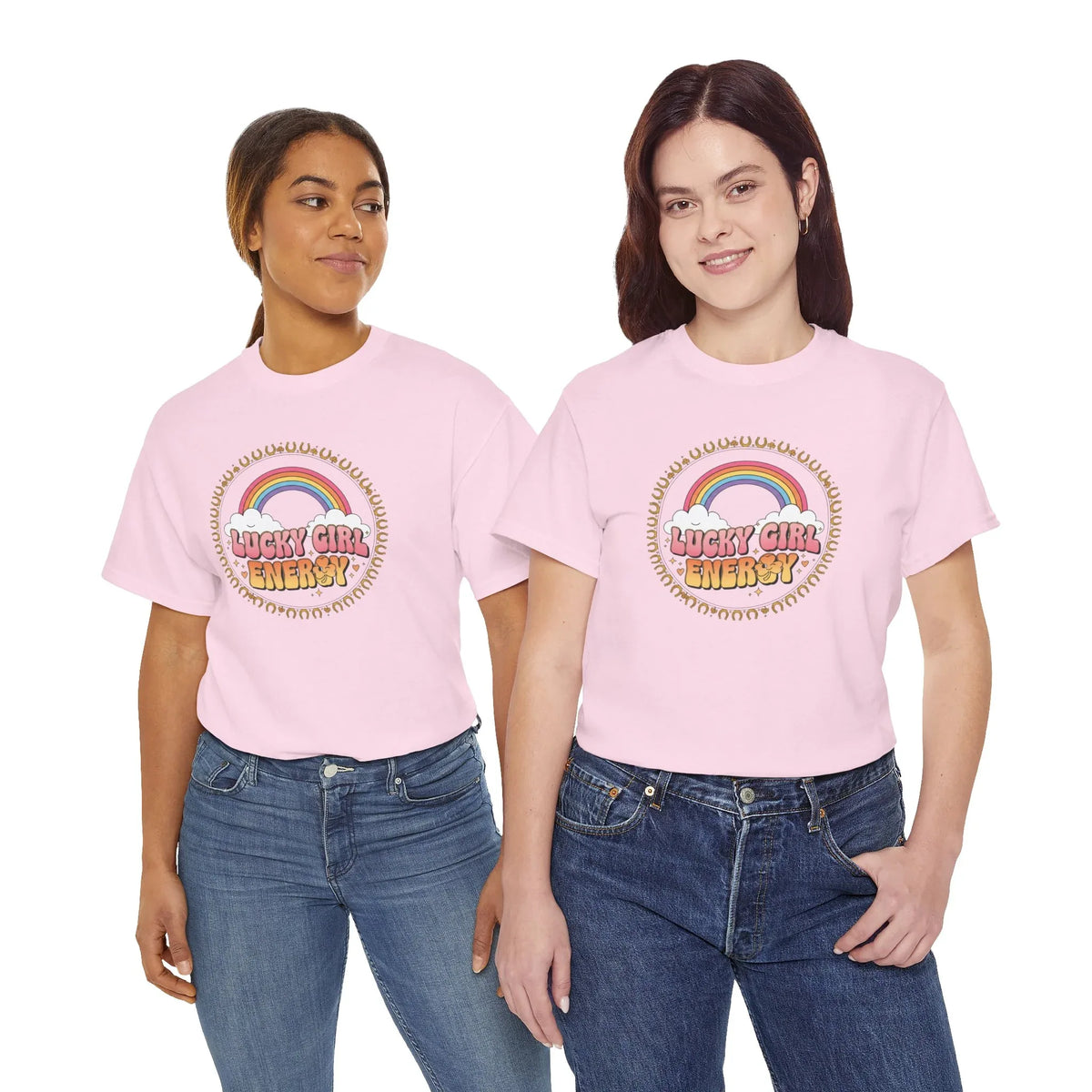 Lucky Girl Energy Retro Rainbow T-Shirt - underthestarsbabe