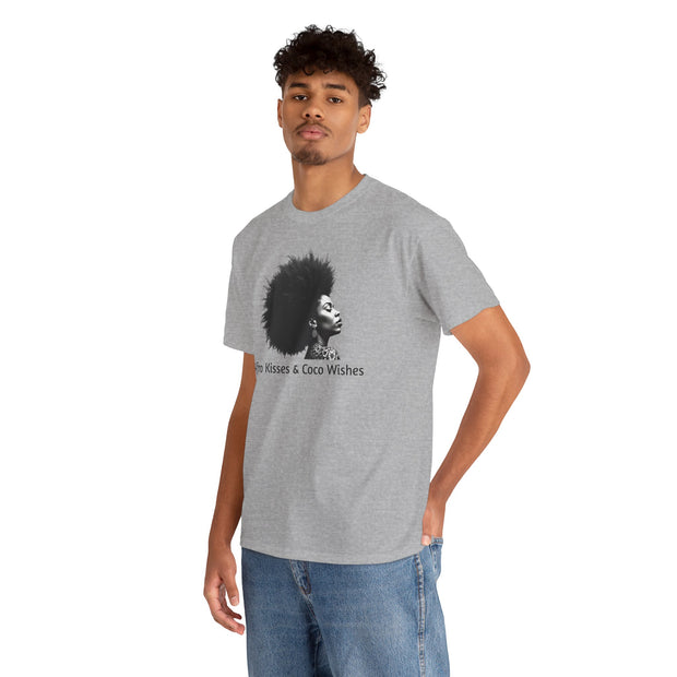 Afro Kisses & Cocoa Wishes Tee | Unisex Heavy Cotton T-Shirt for Black History Month, Celebrations, Diversity, Gift for Her