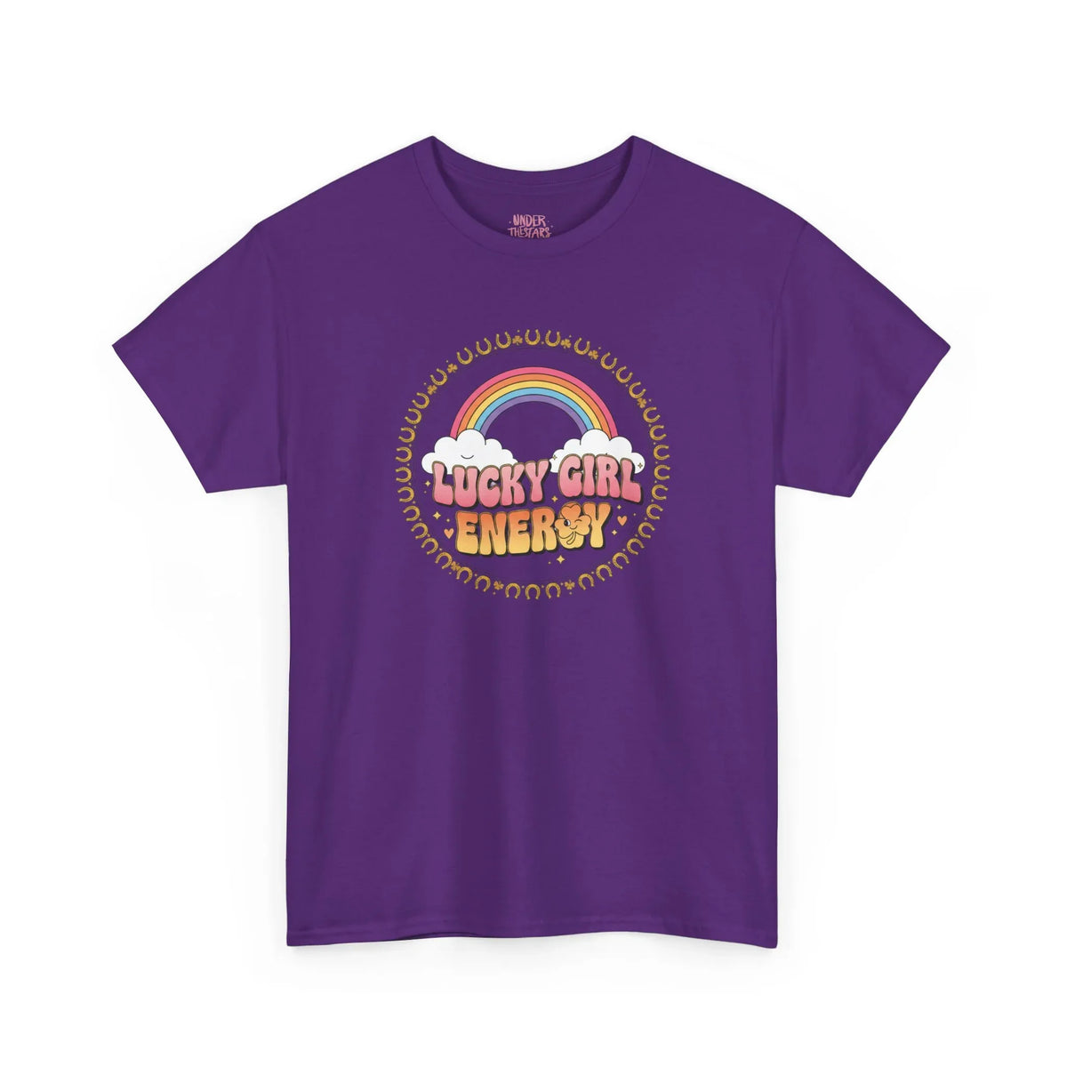 Lucky Girl Energy Retro Rainbow T-Shirt - underthestarsbabe