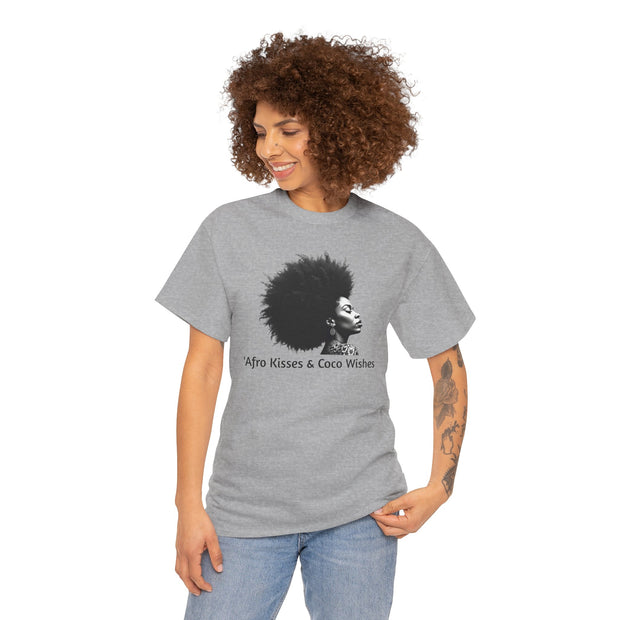 Afro Kisses & Cocoa Wishes Tee | Unisex Heavy Cotton T-Shirt for Black History Month, Celebrations, Diversity, Gift for Her