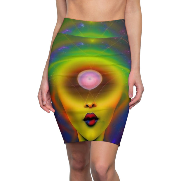 Space Vibrant Women's Pencil Skirt, Psychedelic Fashion Skirt, Statement Skirt, Unique Pencil Skirt, Gift for Her, Party Wear