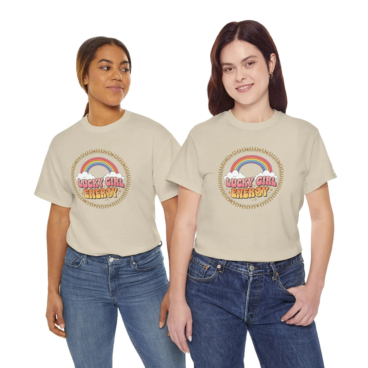 Lucky Girl Energy Retro Rainbow T-Shirt - underthestarsbabe