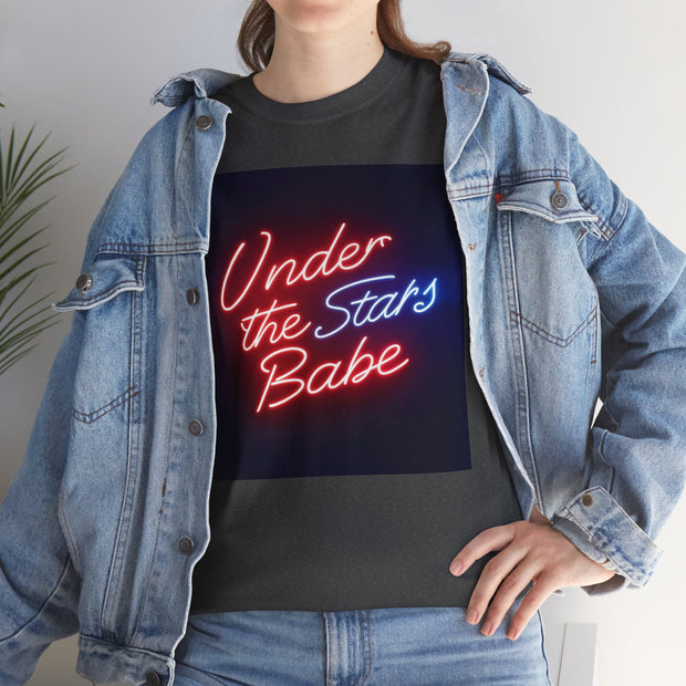 Neon Under the Stars Babe Heavy Cotton Tee - Bold & Trendy