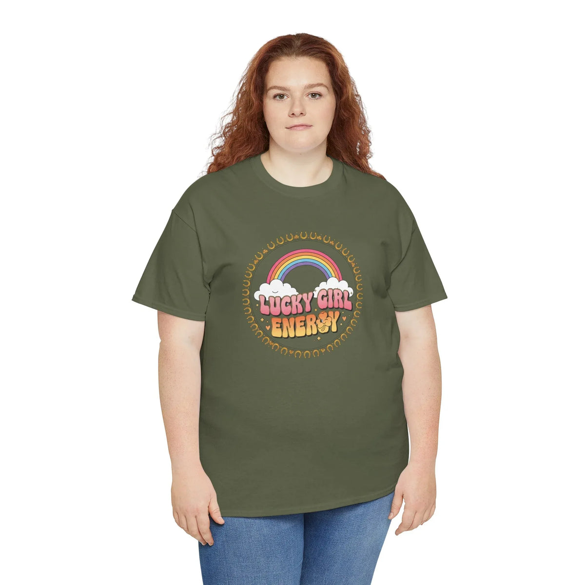 Lucky Girl Energy Retro Rainbow T-Shirt - underthestarsbabe