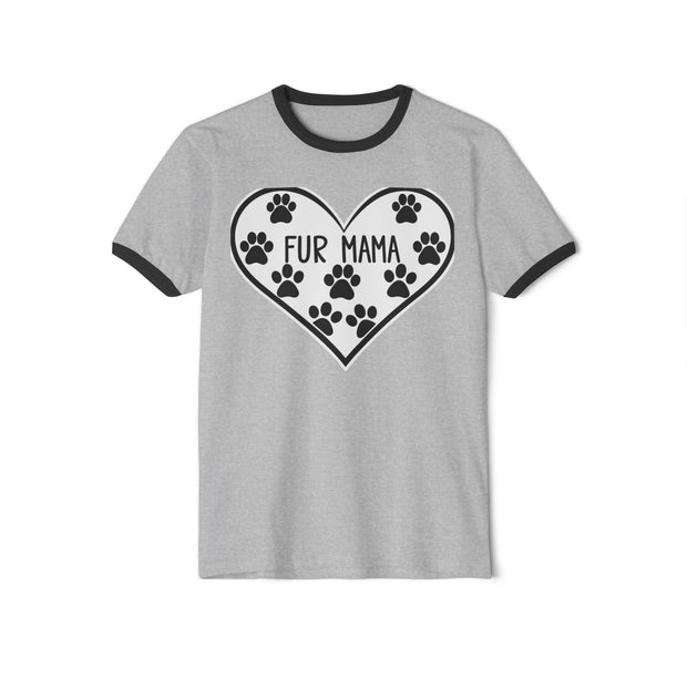 Fur Mama Ringer T-Shirt - Perfect Gift for Pet Lovers, Animal Lover Apparel, Fun Dog Mom Shirt, Cute Pet Lover Gift, Heart Design Tee