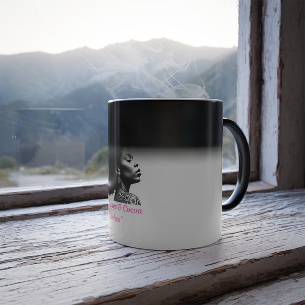Color Morphing Mug - Afro Kisses & Cocoa Wishes Personalized Coffee Cup, Black History Month Gift