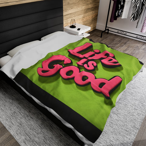 Life is Good Velveteen Plush Blanket - Warm & Inspiring - Under the Stars Babe