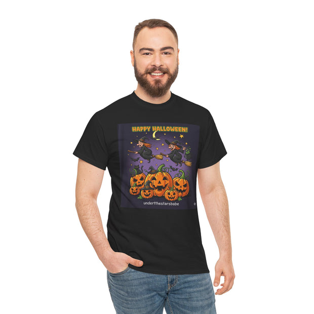 Unisex Halloween Tee, Fun Halloween Shirt, Pumpkin Graphic Tee, Witch Design Shirt, Spooky Season Apparel, Halloween Gift