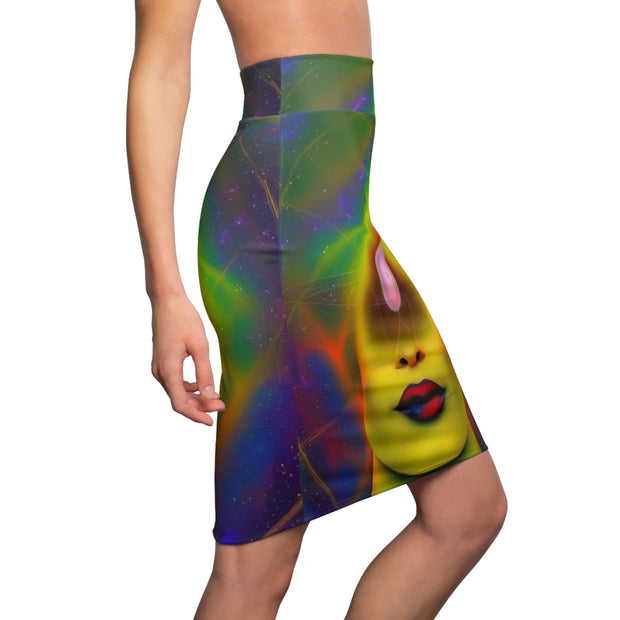 Space Vibrant Women's Pencil Skirt, Psychedelic Fashion Skirt, Statement Skirt, Unique Pencil Skirt, Gift for Her, Party Wear