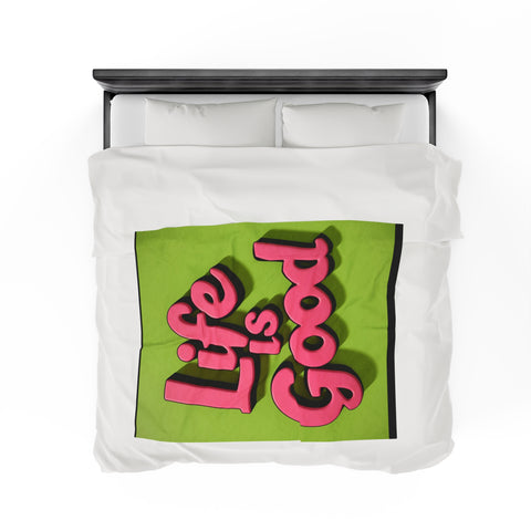 Life is Good Velveteen Plush Blanket - Warm & Inspiring - Under the Stars Babe