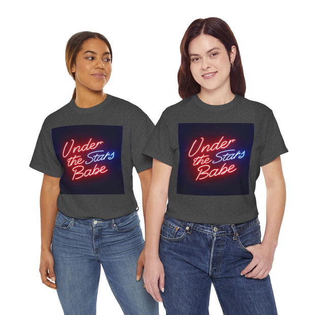 Neon Under the Stars Babe Heavy Cotton Tee - Bold & Trendy