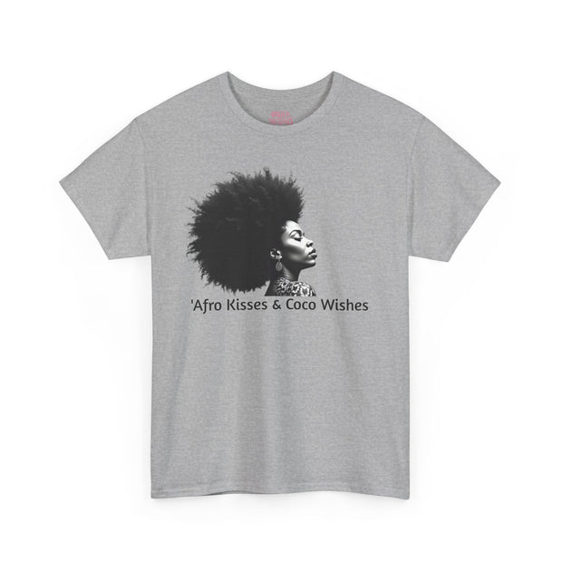 Afro Kisses & Cocoa Wishes Tee | Unisex Heavy Cotton T-Shirt for Black History Month, Celebrations, Diversity, Gift for Her