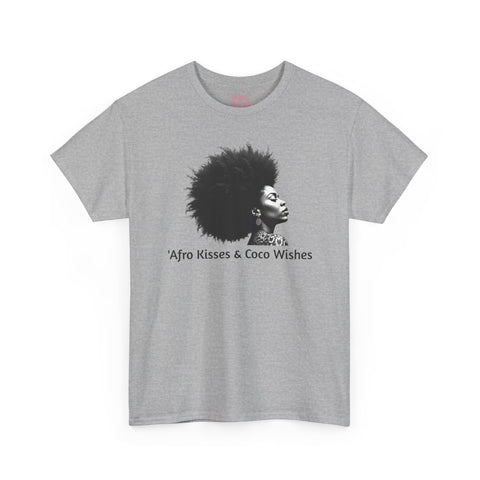 Afro Kisses & Cocoa Wishes Tee | Unisex Heavy Cotton T-Shirt for Black History Month, Celebrations, Diversity, Gift for Her