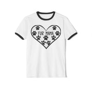 Fur Mama Ringer T-Shirt - Perfect Gift for Pet Lovers, Animal Lover Apparel, Fun Dog Mom Shirt, Cute Pet Lover Gift, Heart Design Tee
