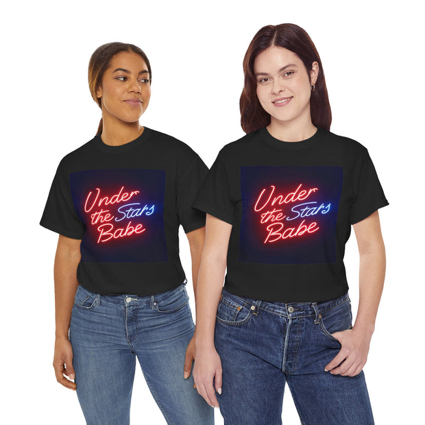 Neon Under the Stars Babe Heavy Cotton Tee - Bold & Trendy