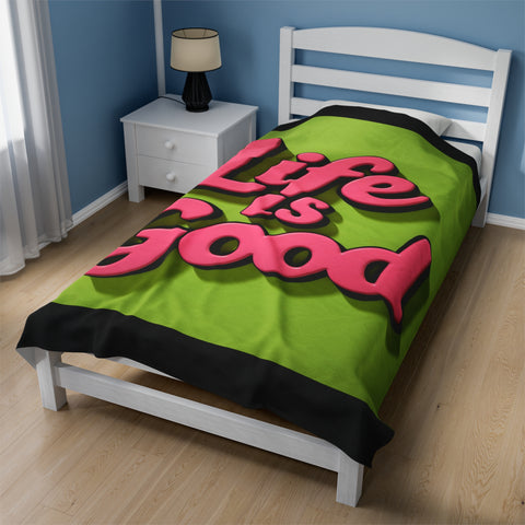 Life is Good Velveteen Plush Blanket - Warm & Inspiring - Under the Stars Babe