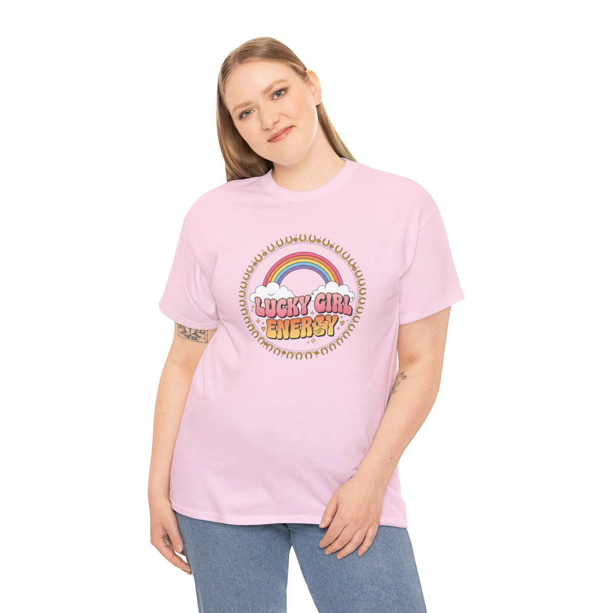 Lucky Girl Energy Retro Rainbow T-Shirt - underthestarsbabe