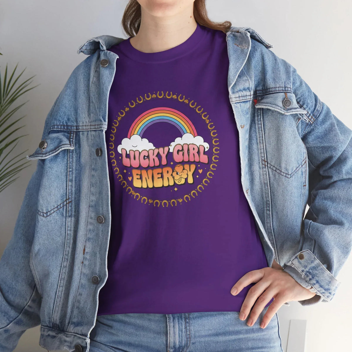 Lucky Girl Energy Retro Rainbow T-Shirt - underthestarsbabe