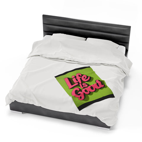 Life is Good Velveteen Plush Blanket - Warm & Inspiring - Under the Stars Babe