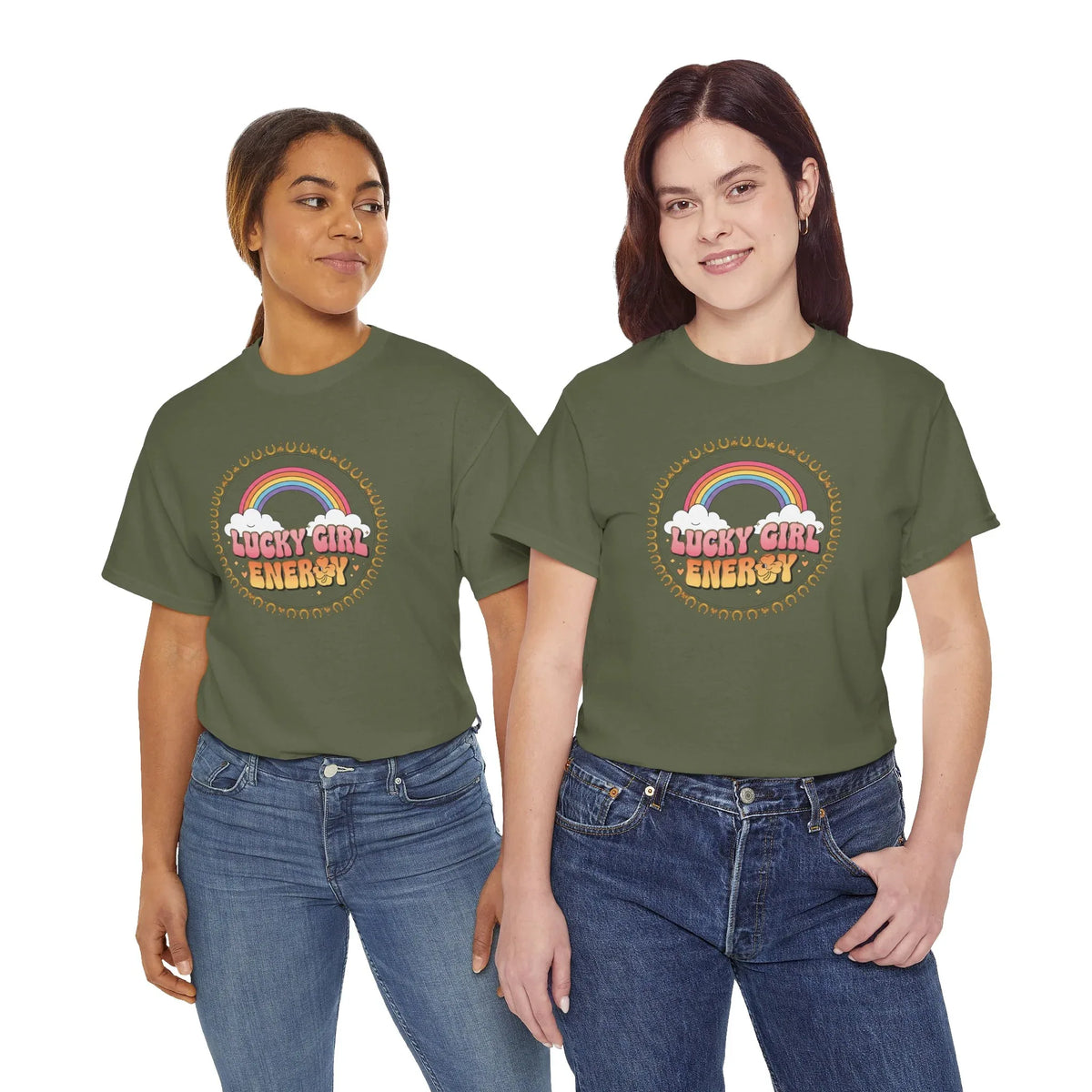 Lucky Girl Energy Retro Rainbow T-Shirt - underthestarsbabe