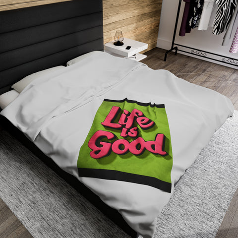 Life is Good Velveteen Plush Blanket - Warm & Inspiring - Under the Stars Babe