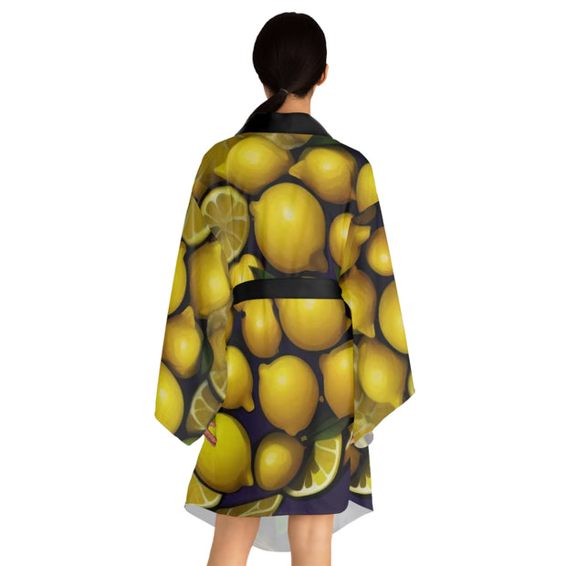 Lemons Long Sleeve Kimono Robe - Bright & Trendy - Under the Stars Babe